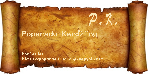 Poparadu Kerény névjegykártya